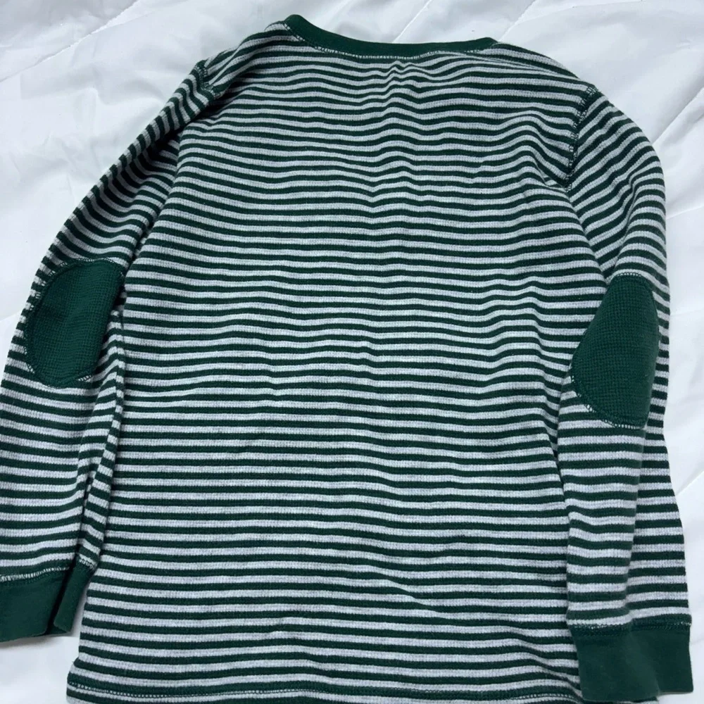 Carter's Kids Green and White Striped Long Sleeve Tee Size 8 with 3 buttons
